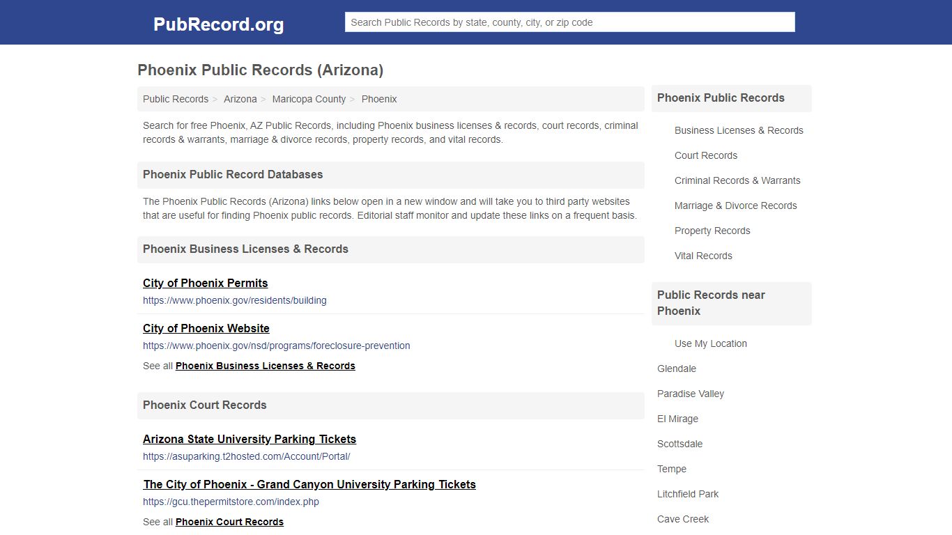 Free Phoenix Public Records (Arizona Public Records) - PubRecord.org